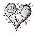 Broken Heart Funny Cartoon on White Background Royalty Free Stock Photo